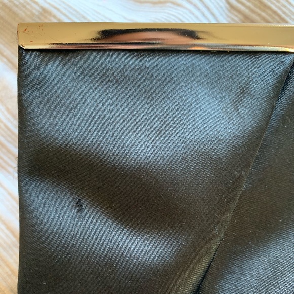 Black Satin Clasp Clutch with Strap - Picture 5 of 5